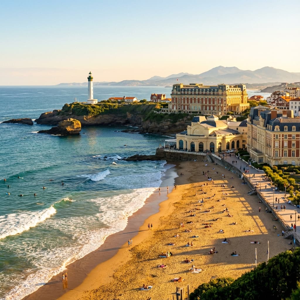 Vue de Biarritz et la Grande Plage